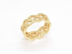 TE-075-R-0S: Gold Vermeil 18k Braided Wedding Band, Celtic Ring, Braided Ring, Celtic Rings, Earrings Pendant, Knot Ring, Mens Ring, Open Weave, Sterling Silver Bands