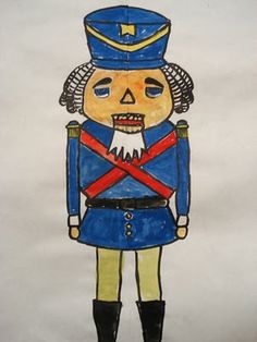 a drawing of a nutcracker wearing a blue uniform