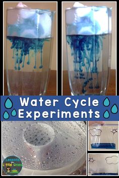 water cycle experiment for kids to learn how to make an ocean scene with blue and white liquid