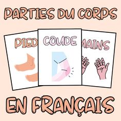 the words in french are written on different types of cards with hands and letters that spell out