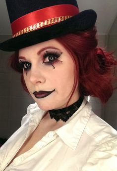 Ring Master Makeup Circus, Circus Master Makeup, Spooky Ringmaster, Ring Leader Costume Womens, Ring Master Costume Womens, Ring Leader Makeup, Ring Master Makeup, Ringmaster Makeup