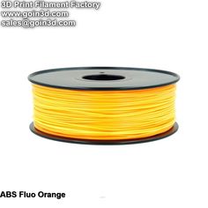 an orange pla filament is spooled on a white background with the words abs fluo orange