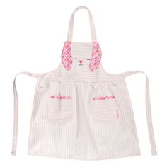 an apron with flowers on it and the words'more designs available'in pink