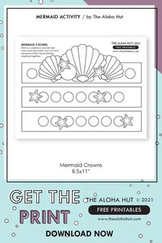 mermaid activity for kids to print and color with the text, get the free printables