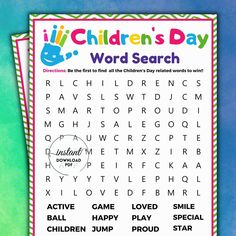 a children's word search is shown in this image