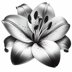 a black and white drawing of a flower