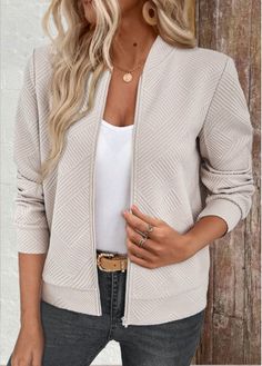 Color:Beige;Size:S;Size:M;Size:L;Size:XL;Size:XXL;Package Contents:1 X Jacket;Occasion:Other;Style:Casual; Geometric Knit, Womens Jackets Casual, Khaki Jacket, Textured Jacket, 60 Fashion, Estilo Chic, Casual Vest, Jacquard Knit, Long Sleeves Jacket