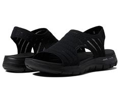 SKECHERS Flex Appeal 2.5 - Boldest - Women's Sandals : Black/Black : SKECHERS Flex Appeal 2.5 - Boldest sandle is a comfortable pick to give your feet optimum relaxation all day long. Textile upper. Textile lining. Synthetic insole. Memory Foam insole provides incredible all-day comfort and support. Relaxed Fit design provides a roomy, comfortable fit. Engineered Skech-Knit and mono mesh upper. Slip-on construction. Open toe. Sandal with stretchable slingback strap. Lightweight midsole. Flexible Sporty Breathable Comfortable Sandals, Sporty Comfortable Breathable Sandals, Comfortable Sport Sandals With Ortholite Insole And Slip-on Design, Comfortable Cushioned Sport Sandals, Lightweight Slip-on Sport Sandals With Arch Support, Comfortable Sporty Sport Sandals With Removable Insole, Lightweight Cushioned Sport Sandals, Lightweight Cushioned Slip-on Sport Sandals, Comfortable Slip-on Sport Sandals With Arch Support