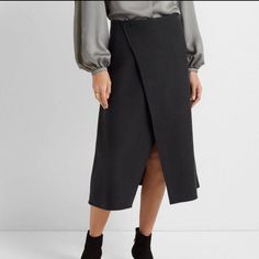 Nwt Club Monaco Women's Cutaway Wool Wrap Skirt. Orig. $179 55% Wool, 45% Polyester Lining : 100% Polyester Side Zipper Closure Thick & Warm Skirt I Have Size 2 & 4. Measurements Are Seam To Seam: Size 2 Waist 13" Hip 17" Length 30" Size 4 Waist 14" Hip 19" Length 30" Closet Versatile Asymmetrical Workwear Skirt, Versatile Asymmetrical Skirt For Work, Chic High Waist Wrap Skirt For Workwear, Versatile Skirt For Workwear, Versatile High-waist Workwear Skirt, Versatile High Waist Skirt For Work, Versatile Workwear Skirt, Versatile Workwear Skirt For Fall, Versatile Knee-length Skirt For Fall