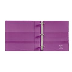 a purple binder with two rings on the front and one ring on the back