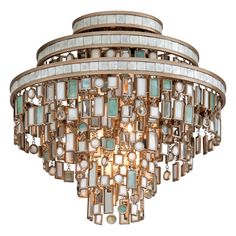 Shown in Dolcetti Silver finish and Mixed glass and Shells, Crystal, Stainless shade and Mixed Shells with Crystal and Stainless Accents accent Art Deco Elements, Craft Iron, Flushmount Ceiling Lights, Corbett Lighting, Semi Flush Ceiling Lights, Hudson Valley Lighting, Modern Ceiling, Modern Ceiling Light, Flush Ceiling Lights