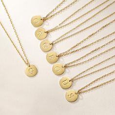 Gold Initial Charmy Necklace Double Sided Delicate Pendant Necklaces Fashion Gift #initial #necklace #pendant #dainty #jewelry Golden Chain, School Bags For Girls, Necklace Layering, Initial Pendant Necklace, Gemstone Stud Earrings, Disc Pendant, Gold Initial, Initial Pendant, Initial Charm