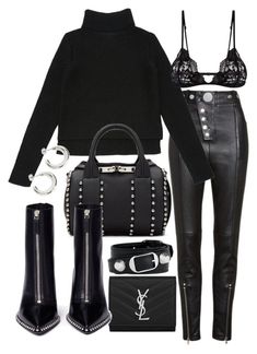 "Untitled #22874" by florencia95 ❤ liked on Polyvore featuring Yves Saint Laurent, Alexander Wang, Mosmann and Balenciaga Mode Dope, Outfit Elegantes, Black Everything, Street Style Chic, All Black Outfit, Mode Inspo, Winter Fashion Outfits, Winter Looks, Polyvore Outfits