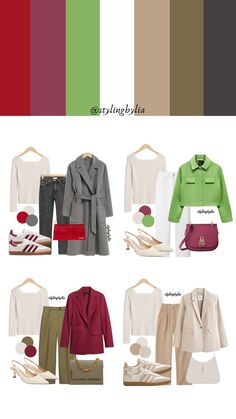 White top with combination ideas Simple Casual Outfits, Color Combos Outfit, Sweet Clothes, Spring Outfit Ideas, Classic Style Outfits, Color Me Beautiful, Green Blazer