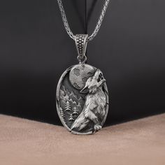 Howling Wolf Silver Necklace, Handmade Oval Wolf Pendant, Wolf Necklace, Engraved Mens Necklace, Wild Animal Lover Jewelry, Memorial Gift Get ready to show off your wild side with this stunning Howling Wolf 3D Pendant Necklace! Expertly crafted from high-quality silver, this pendant is the perfect blend of style and durability. The detailing of the howling wolf is sure to make a statement wherever you go.At SavisSilver, we always give importance to the satisfaction of our customers, we recommend Wolf 3d, 3d Pendant, Wolf Pendant, Wolves Pendants, Wolf Necklace, Lover Jewelry, Wolf Jewelry, Howling Wolf, Mens Necklace