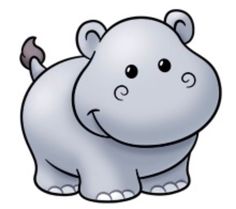 a cartoon hippopotamus standing with its head turned to the side