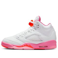 (GS) Air Jordan 5 Retro 'Pinksicle' 440892-168 - KICKS CREW Air Jordans 5, Air Jordan 5 Women, Womens Air Jordan 5, Air Jordan 5 Retro Moonlight (oreo), Air Jordan 5 Retro, Air Jordan 5, Jordan 5, Stylish Sneakers, Perfect Pair