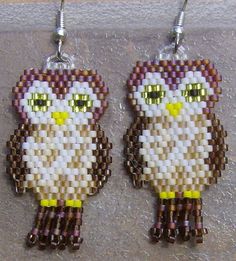 two pairs of owl shaped beaded earrings