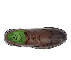 Introducing the Campbell wingtip derby by Vance Co. These professional-style shoes are crafted with premium vegan leather for a business-savvy look. Featuring a 12 mm Tru Comfort Foam™ insole and a lace-up design, they provide all-day comfort and a customizable fit. With a 1-1/4 inch block heel, round-toe shape, and padded tongue for extra comfort, the Campbell wingtip derby combines classic elegance with modern convenience, making it the perfect choice for the office or any professional setting Business Wingtip Oxfords With Removable Insole, Wingtip Office Dress Shoes With Removable Insole, Office Wingtip Lace-up Shoes With Removable Insole, Wingtip Lace-up Shoes With Removable Insole For Office, Business Savvy, Oxfords Shoes, Brown Oxfords, Oxford Dress Shoes, Professional Style