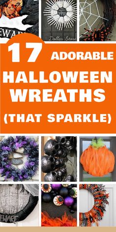 17 adorable Halloween wreaths that sparkle Googly Eye Wreath, Halloween Wreath Ideas, Diy Halloween Door Decorations, Spider Web Wreath, Horror Crafts, Halloween Front Door Decorations, Spooky Wreath, Halloween Front Doors, Halloween Ball