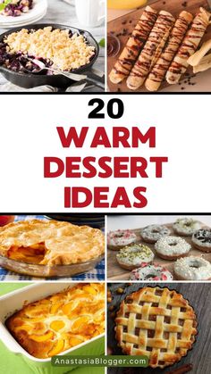 20 warm dessert ideas with text overlay