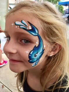 Whale Face Paint, Dolphin Face Paint, Face Paint Tutorial, Animal Face Paintings, Butterfly Face Paint, Dolphin Painting, Dragon Birthday Parties, Painting Face, Face Paint Kit