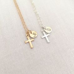 Hand Stamped Cross Necklace, Baby Christening Necklace, Personalized Baptism Necklace, First Communion Gift, Baby Boy Necklace, Simple CrossAvailable in Sterling Silver and 14K Gold FilledSpecification. All component is Sterling Silver or 14K Gold Filled. Disc size 7mm. Cross size 8.5 x 11mm. Comes in a satin pouch. Length includes jump ring and claspPLEASE leave instruction of initial in the note box at checkout.ie. NIMPORTANT:Usually jewellery in the pictures looks bigger than in reality.Pleas Customizable Gold Jewelry For First Communion, Dainty White Jewelry For Baptism, Personalized Jewelry For Baptism And Mother's Day, Sterling Silver Jewelry For Baptism, Dainty Adjustable Jewelry For Baptism, Silver Dainty Jewelry For Baptism, Dainty Silver Jewelry For Baptism, Personalized Dainty Jewelry For First Communion, Dainty Personalized Jewelry For First Communion