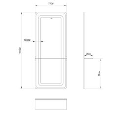 a drawing of a bathtub with measurements