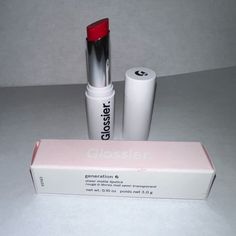 Perfect Brand New Condition! Glossier Generation G Fuzz, Glossier Generation G Swatches, Glossier Solid Perfume, Kylie Jenner Lipstick Shades, Glossier Dotcom Swatches, Glossier Futerdew, Glossier Generation G, Glossy Red Lipstick, Makeup Glossier