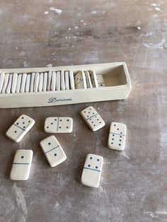 the dominos are laid out on the table to be used as game pieces for games