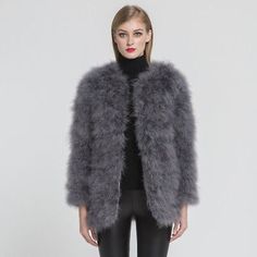 Great Shopping New Women Ostrich Feather Fur Coat Jacket New Winter Long Outwear Fashion 37381, Women's clothing Fur Long Coat, Outwear Fashion, Turkey Feathers, Ostrich Feather, Fur Fashion, Casual Coat, Fur Jacket, Long Coat, Jacket Style