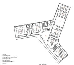 the floor plan for an office building with two floors and several rooms on each level