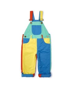 Dotty Dungarees Unisex Colorblock Overalls - Baby, Little Kid, Big Kid Color Block Overalls, Colorblock Overalls, Primary Color Outfit, Primary Colors Outfit, Kidcore Overalls, Rainbow Overalls, Dungarees Outfits, Clown Core, Silly Clothes