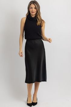 Black Midi Skirt Outfit Casual, Black Satin Midi Skirt Outfit, Satin Midi Skirt Outfit, Midi Skirt Outfit Casual, Black Silk Midi Skirt, Black Midi Skirt Outfit, Black Satin Midi Skirt, Skirt Outfit Casual, Black Satin Skirt