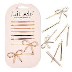 Elevate your pinned-back hairstyles with the Kitsch Metal Enamel Bobby Pins Set in Rosewood! Sweep your bangs and shorter layers into place, or stack these pins for a stylized look. Pick from neutral-hued cloud pins and gold bow pins to subtly accent your go-to styles and put the finishing touch on your favorite hair looks. Flexi Rods, Hair Rollers, Claw Clip, Hair Barrettes, Hair Tools, Beauty Care, Kitsch, Bobby Pins, Hair Looks