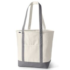 "This iconic Lands' End canvas tote is designed to withstands the test of time, featuring durable, reinforced details. This iconic Lands' End canvas tote is designed to withstands the test of time, featuring durable, reinforced details. Wide felled seams allow it to stand upright, keeping contents inside Water-resistant base and trim Pockets inside keep your smaller items easy to find and secure Neatly-stitched seams give it a clean look 22.5""W x 9.5""D x 17""H Handle: 14'' drop Interior: 3 sli Functional Canvas Bag With Zipper Closure, Practical Canvas Bag With Zipper Closure, Outdoor Canvas Tote Bag With Reinforced Handles, Outdoor Cotton Bag With Reinforced Handles, Practical Canvas Shoulder Bag With Reinforced Handles, Canvas Bags With Reinforced Double Handles, Canvas Bag With Reinforced Double Handles, Canvas Softback Bag With Zipper Closure, Functional Canvas Bag