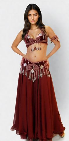 This beautiful burgundy two piece belt and bra are made out of velvet material.Headband included Skirt is sold separately Elegant Fitted Festival Sets, Red Velvet Party Sets, Material Headband, Fairytale Outfits, Velvet Material, Two Pieces, Making Out, Two Piece, Velvet