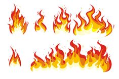 a set of fire flames on a white background