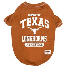 an orange texas longhorns dog t - shirt with the word, property of texas