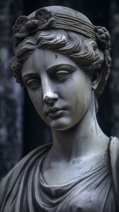 a statue of a woman with her eyes closed