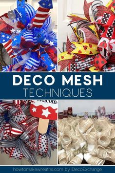 deco mesh techniques to make patriotic wreaths for the fourth of july and memorial day