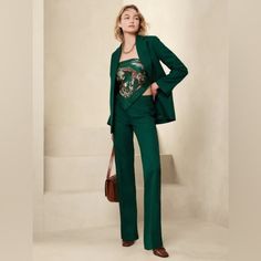 Banana Republic Lido Fit Pants In A Deep Emerald Green (Fall 2022). Size 0 Petite. New With Tags, Never Worn. Forest Emerald Green, Wardrobe Revamp, Party Attire, Pant Suits, Style Goals, Smart Business, Green Suit, Scarf Shirt, Long Cut