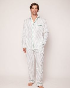 Game, set, sleep! Serve up a winning combination of comfort and style with our tennis print pajamas. Featuring a pair of classic crossed green racquets and a tennis ball, this design captures the undeniable charm of a classic sport. Whether you're a tennis enthusiast or simply appreciate it from the stands, these hand-drawn motifs celebrate the spirit of the game. The fabric is made from 100% of the finest quality cotton. It is yarn-dyed to prevent fade and brushed for added softness making the Match Point, Cotton Pajamas, Racquets, Print Pajamas, Cotton Pyjamas, Tennis Ball, Pocket Pants, Notched Collar, The Court