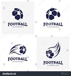 four logos for football teams with the ball