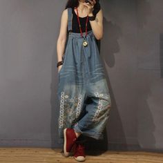 Comfortable, One of Kind. Overalls online shop,|Street|Cotton|Multi-Color|Full Length|Embroidery|Hasp|Loose|Female|Dark Blue|One Size|Summer|Hand Wash Spring Patchwork Denim Jumpsuit, Casual Cotton Embroidered Overalls, Casual Embroidered Cotton Overalls, Casual Embroidered Jumpsuits And Rompers For Spring, Embroidered Cotton Jumpsuits And Rompers For Spring, Spring Embroidered Cotton Overalls, Loose Overalls Outfit, Fall Freshies, Jumpsuits Denim