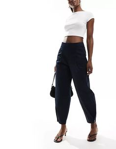 ASOS DESIGN button hem barrel pants in navy | ASOS Chic Straight Leg Bottoms With Button Zip Fly, Wide Leg Cropped Jeans With Button Closure For Work, Dark Wash Bottoms With Tapered Leg And Button Closure, Dark Wash Tapered Leg Bottoms With Button Closure, Workwear Cropped Jeans With Tapered Leg In Dark Wash, Dark Wash Tapered Leg Cropped Jeans For Work, Dark Wash High Waist Pants With Button Zip Fly, High Waist Dark Wash Pants With Button Zip Fly, Spring Dark Wash Pants With Button Zip Fly