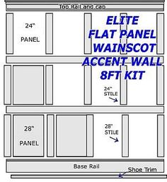 the diagram shows how to install raised panel wainscot accent wall and shelf kit