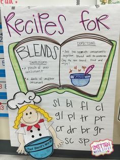 Blends Anchor Chart, Kindergarten Anchor Charts, Classroom Anchor Charts, Reading Anchor Charts, First Grade Reading, Teaching Phonics, Reading Intervention