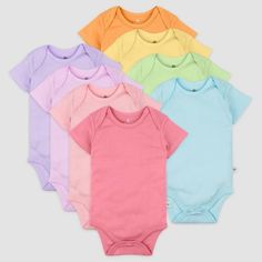 Honest Baby Girls' 8pk Rainbow Organic Cotton Short Sleeve Bodysuit - Pink/Violet/Yellow Newborn Short Sleeve Bodysuit For Playtime, Multicolor Short Sleeve Cotton Bodysuit, Multicolor Cotton Short Sleeve Bodysuit, Multicolor Short Sleeve Cotton Onesie, Multicolor Cotton Short Sleeve Onesie, Cotton Bodysuit For Playtime, Solid Cotton Bodysuit For Playtime, Multicolor Short Sleeve Bodysuit For Playtime, Plain Cotton Bodysuit For Playtime