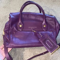 Beautiful Marc Jacobs Vintage Maroon Bag With Leather And Gold Hardware. Purple Crossbody Satchel With Gold-tone Hardware, Purple Satchel With Gold-tone Hardware For Daily Use, Everyday Purple Satchel With Gold-tone Hardware, Everyday Purple Bag With Gold-tone Hardware, Everyday Purple Bags With Gold-tone Hardware, Purple Bags With Gold-tone Hardware, Purple Satchel With Gold-tone Hardware For Travel, Purple Travel Bag With Gold-tone Hardware, Travel Bag With Purple Color And Gold-tone Hardware